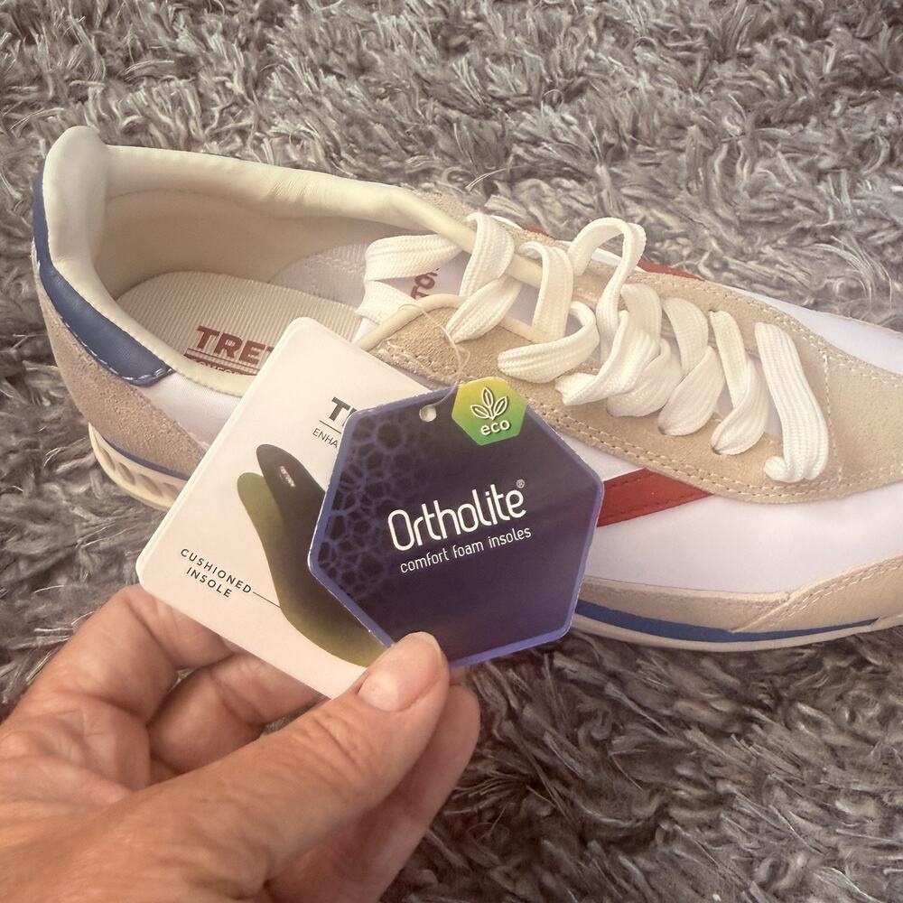 NWT Tretorn Rawlins 3 Retro Tennis Sneakers Women Sz 8.5 Red White Blue USA 250 - Picture 8 of 11